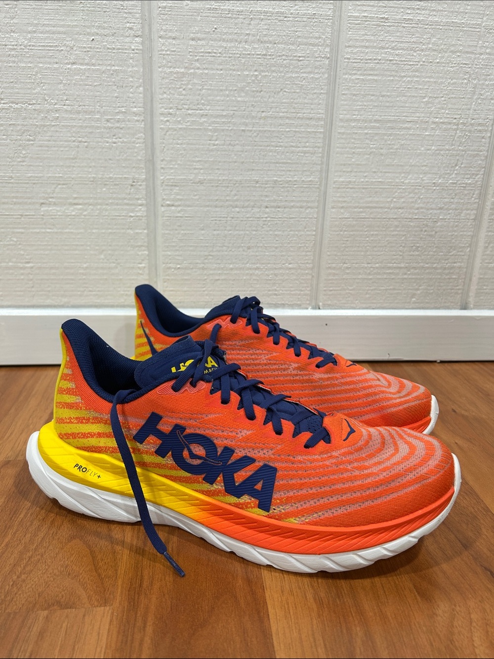 Hoka Men's Orange and Navy Running Shoes